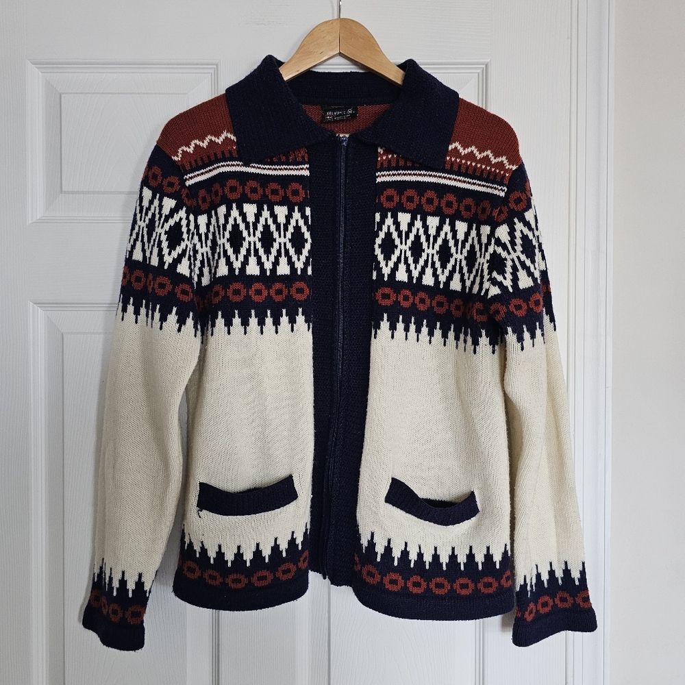 Vintage 60's / 70's Zip Up Sweater Size Medium - Picture 3 of 6
